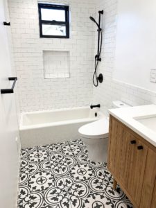 Adelina Perrin of The Charming Olive Wayfair After guest bathroom tile tub